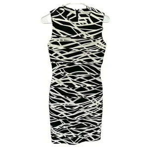 Calvin Klein Zebra Print Tiered Sheath Dress in Black and White Size 2, Pre-Owne